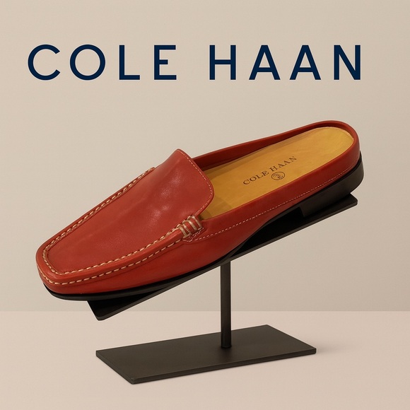 Cole Haan Brick Red Leather Slide Mules 6 - Picture 1 of 7